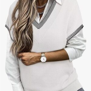 Brand new with tags.  V-Neck Sweater Vest - White